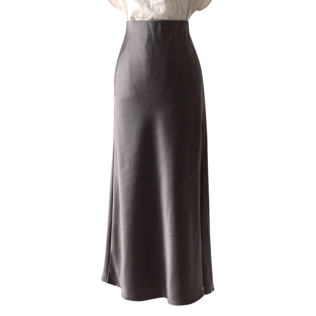 Jupe Femme Satin Fendue Coupe Droite