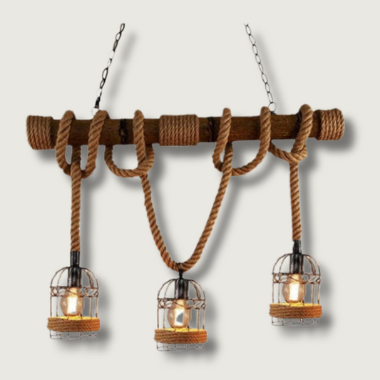 Lampe Plafond Vintage en Bois Métal - Foivo