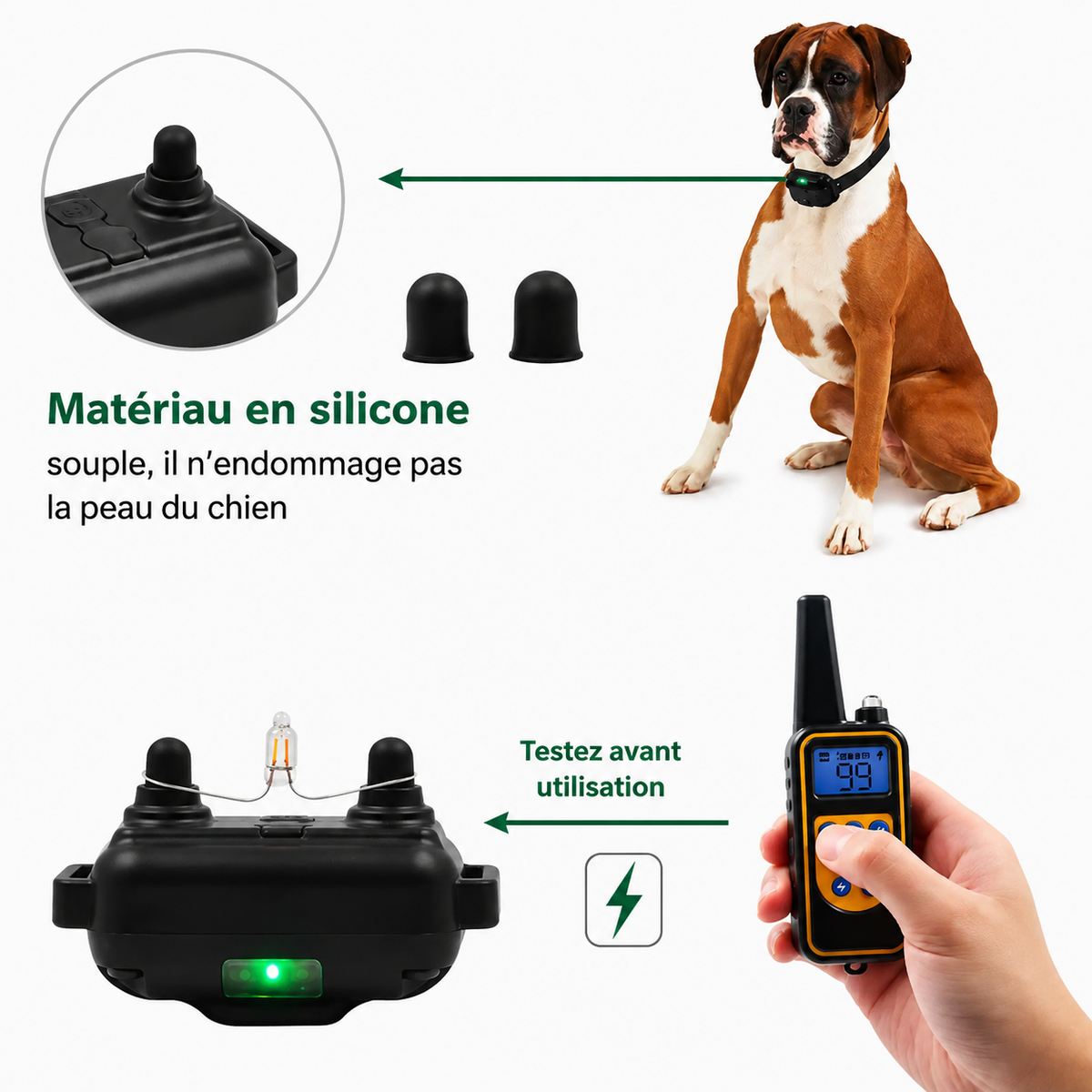 Collier Électrique Dressage Chien Télécommande Étanche