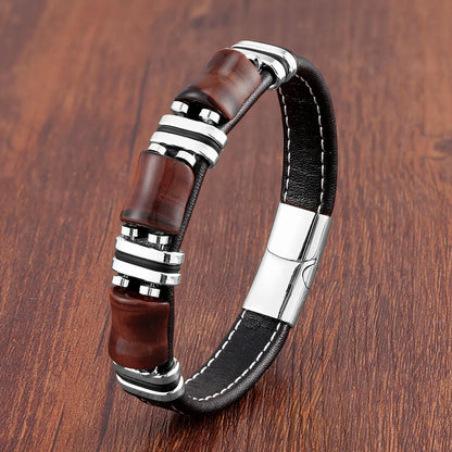 Bracelet Cuir Pierres Naturelles Œil de Tigre