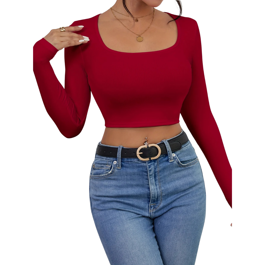 T-shirt Femme Coton Slim Col Carré