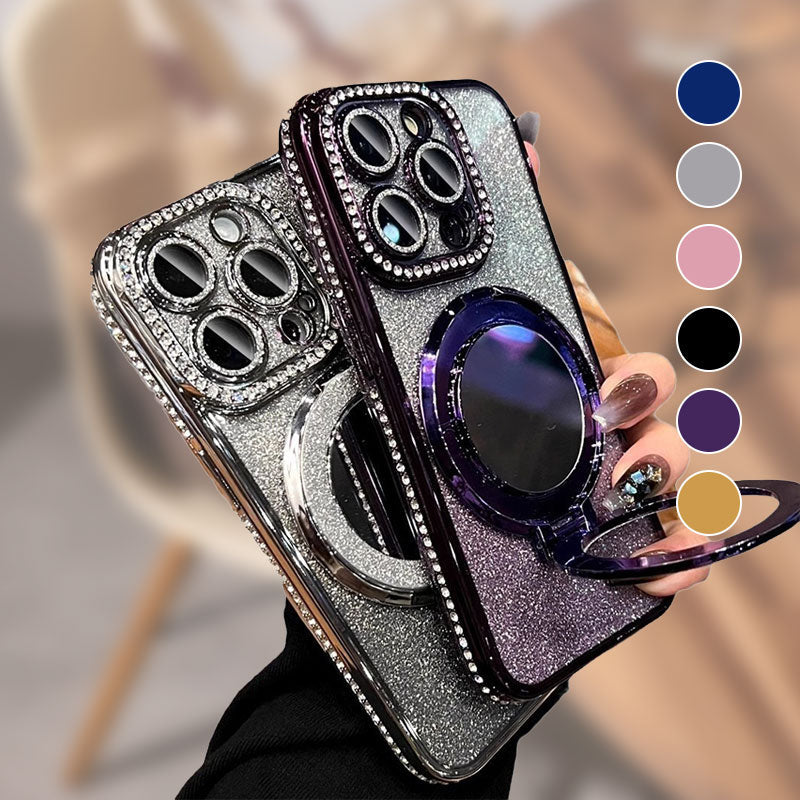 Étui Téléphone avec Support Aimant Miroir Paillettes - BlxckFR
