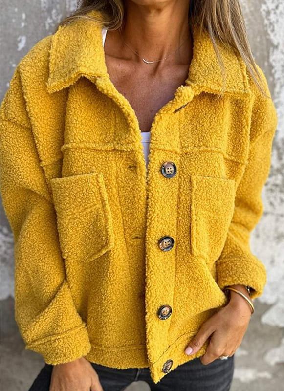 Veste polaire douce à boutons pour femme avec poches cachées
