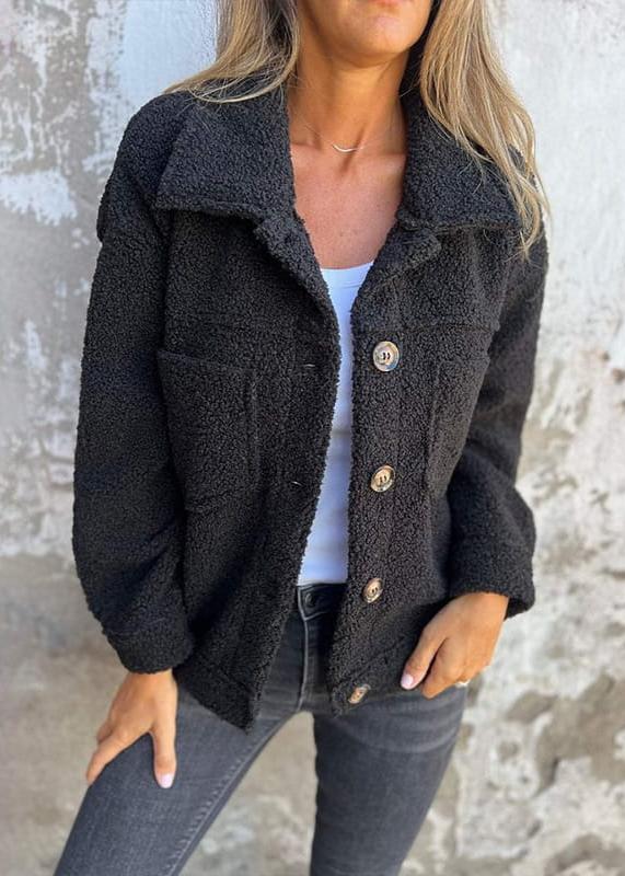 Veste polaire douce à boutons pour femme avec poches cachées - BlxckFR