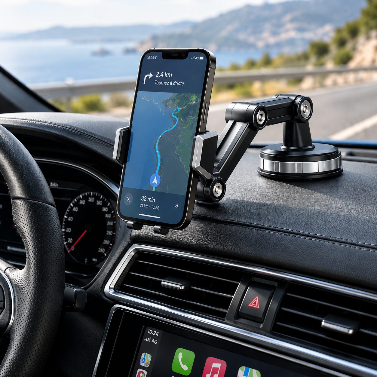Support téléphone voiture Bras articulé réglable pour tableau de bord - Foivo