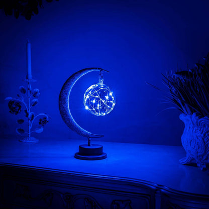 Lampe Solaire Élégante - Décor Lune en Verre avec Éclairage LED