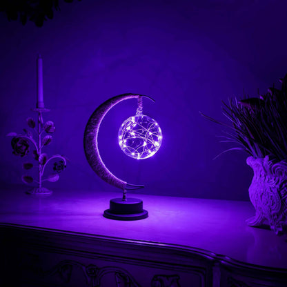Lampe Solaire Élégante - Décor Lune en Verre avec Éclairage LED
