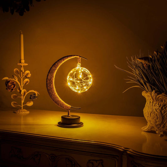 Lampe Solaire Élégante - Décor Lune en Verre avec Éclairage LED - Foivo