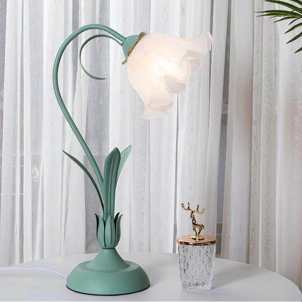 Lampe de Bureau Rétro Réglable | Motif Fleuri et Bras Pliable
