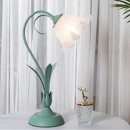 Lampe de Bureau Rétro Réglable | Motif Fleuri et Bras Pliable