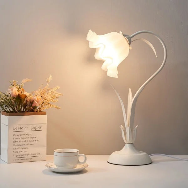 Lampe de Bureau Rétro Réglable | Motif Fleuri et Bras Pliable