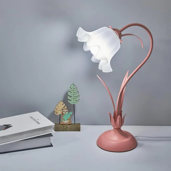 Lampe de Bureau Rétro Réglable | Motif Fleuri et Bras Pliable