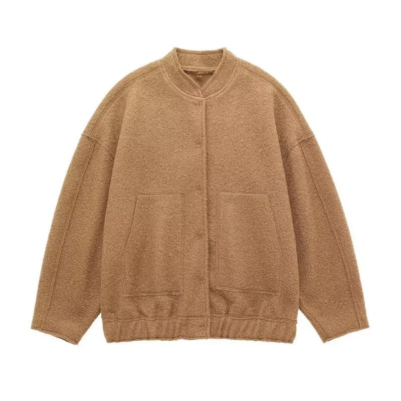 Blouson Aviateur Femme Tweed Coupe Oversize