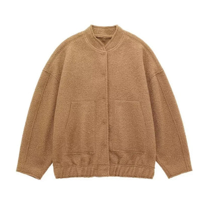 Blouson Aviateur Femme Tweed Coupe Oversize