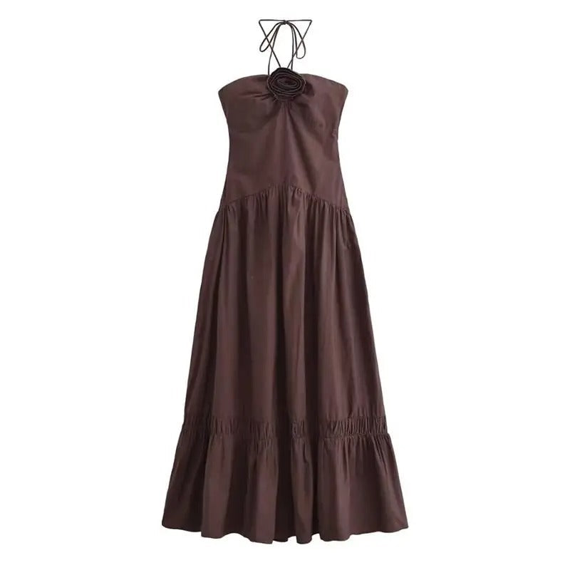 Robe Tube Femme Col Licou Ajustée - Foivo