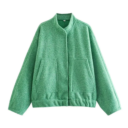 Blouson Aviateur Femme Tweed Coupe Oversize