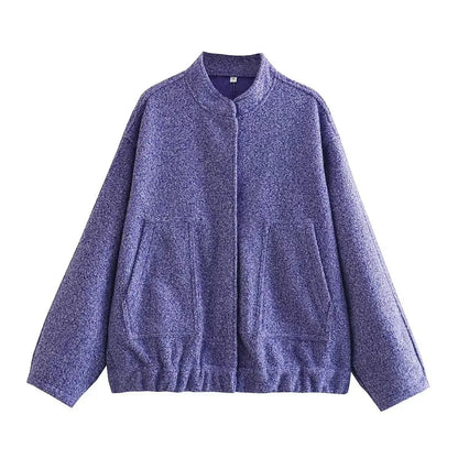 Blouson Aviateur Femme Tweed Coupe Oversize
