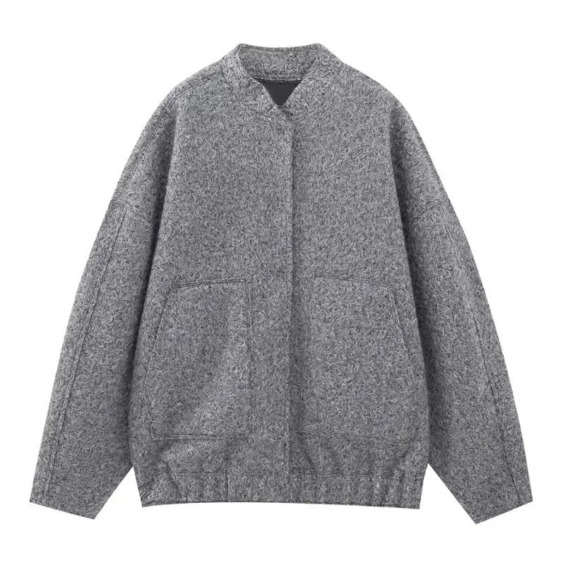 Blouson Aviateur Femme Tweed Coupe Oversize