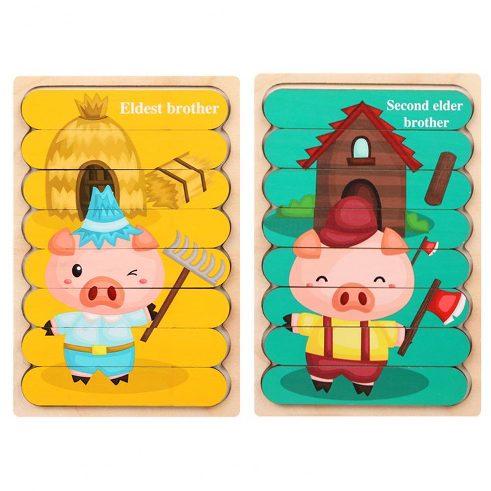 Jeu Éducatif Bois 3D Véhicule et Puzzle Fruits pour Enfants Créatifs