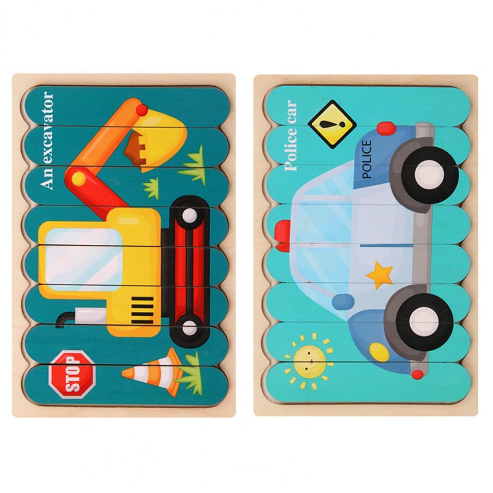 Jeu Éducatif Bois 3D Véhicule et Puzzle Fruits pour Enfants Créatifs