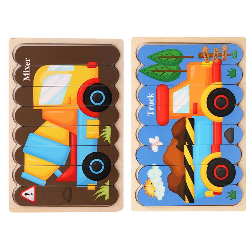 Jeu Éducatif Bois 3D Véhicule et Puzzle Fruits pour Enfants Créatifs