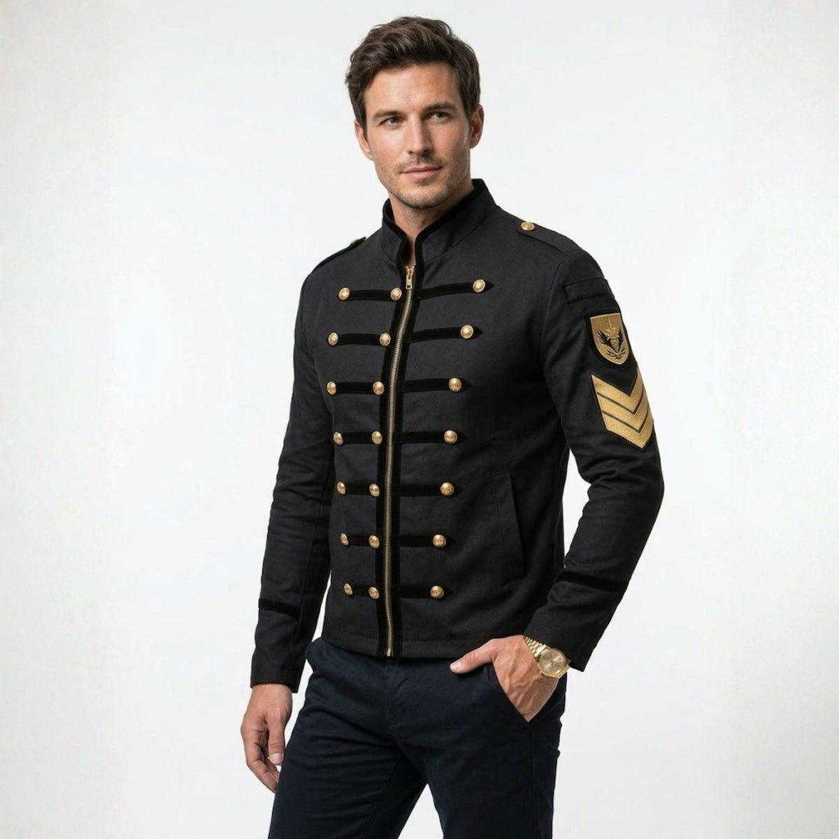 Veste Homme Col Montant Coupe Ajustée Moderne