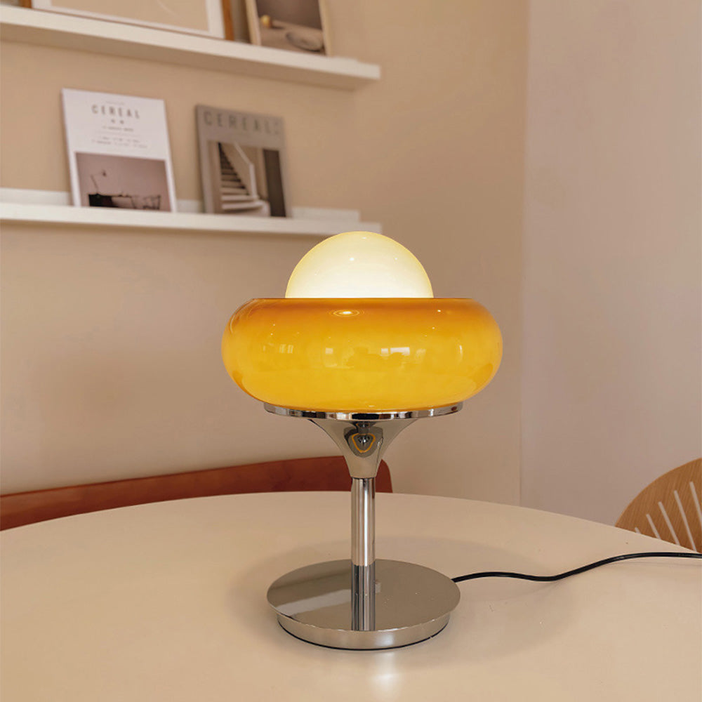 Lampe de Table Rétro Design Chic en Verre Jaune - Foivo
