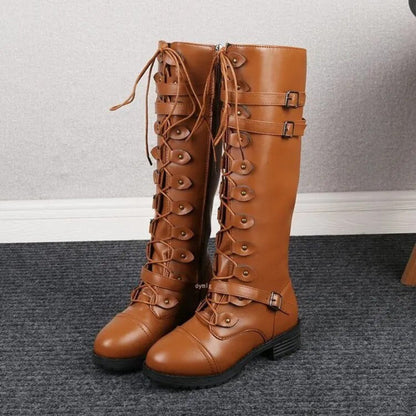 Bottes Hiver genou Hautes Lacets et Boucle