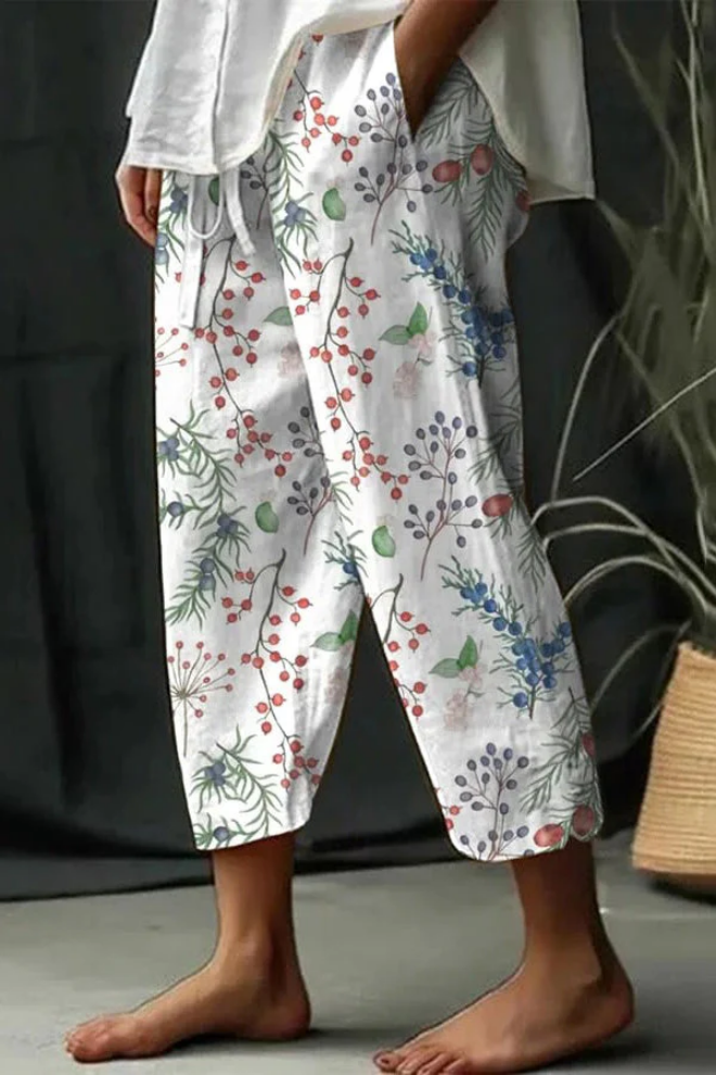 Pantalon décontracté à imprimé floral