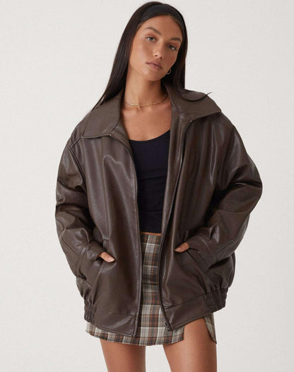 Veste Cuir Grande Taille - Chic et Douce pour Femme - Foivo