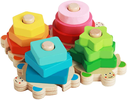 Jouets Éducatifs Tortue en Bois Coloré pour Enfants - BlxckFR