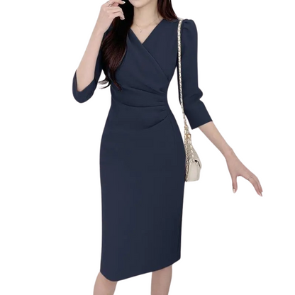 Robe Mi-longue Femme Coupe Moulante Col en V